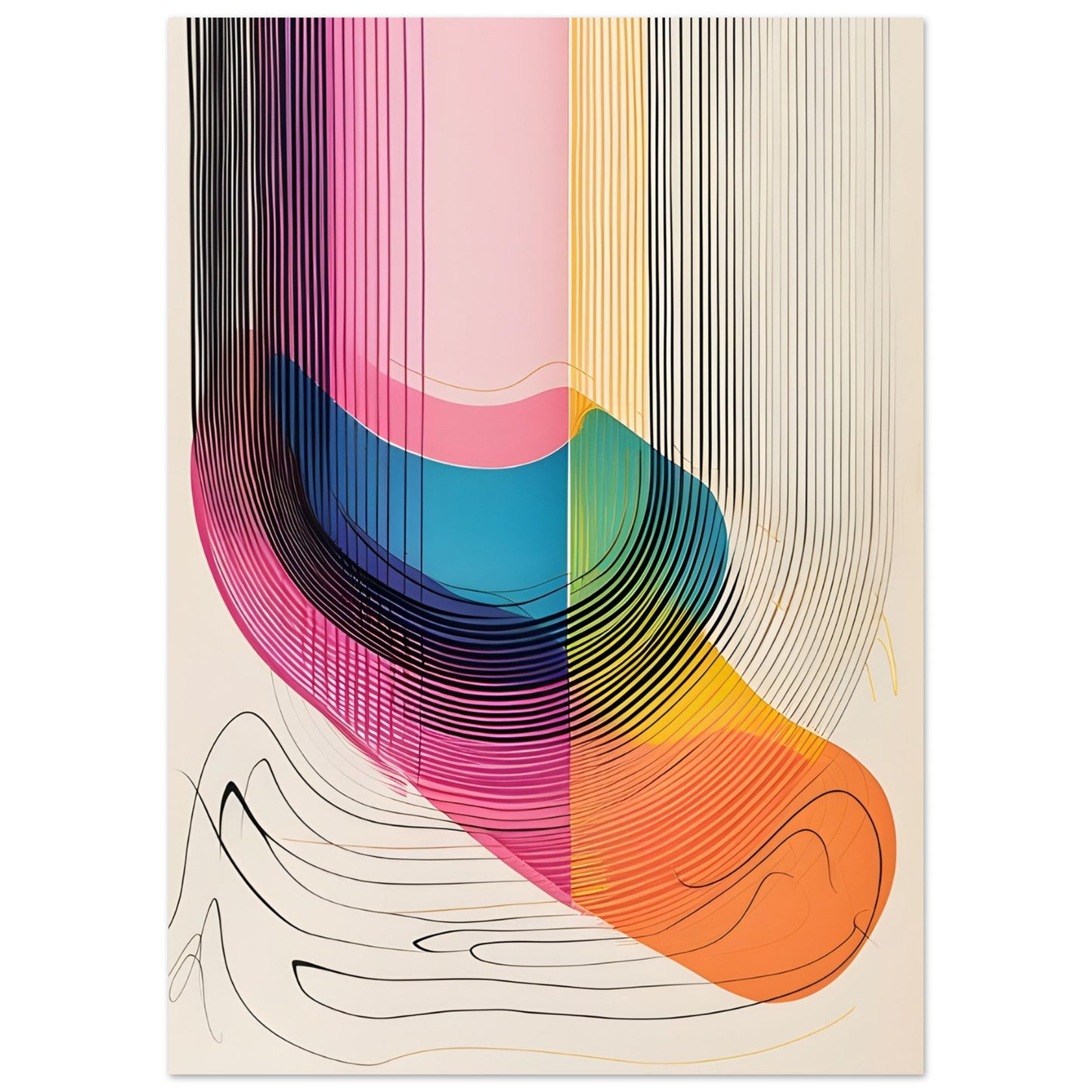 Livfull abstrakt konstposter "Vibrations of Colors" i storlek 50x70 cm | Arthena