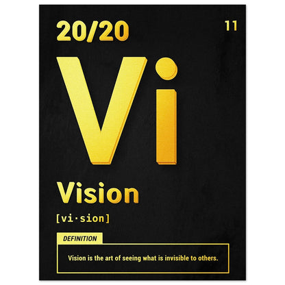 Poster – Citattavla med text i guld och svart, med definitionen av "Vision" 30x40 cm