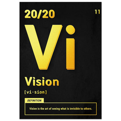 Poster – Citattavla med text i guld och svart, med definitionen av "Vision" 70x100 cm