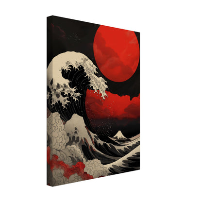 Red Sun Over Turbulent Seas canvastavla - japansk elegans 30x40cm | Arthena