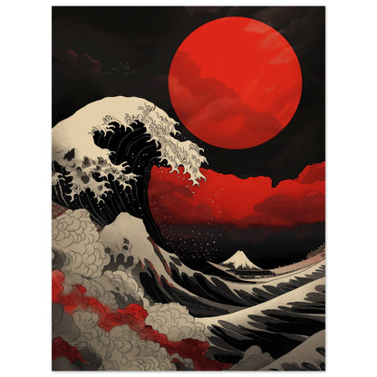 Red Sun Over Turbulent Seas abstrakt poster - japansk dramatik 30x40cm | Arthena