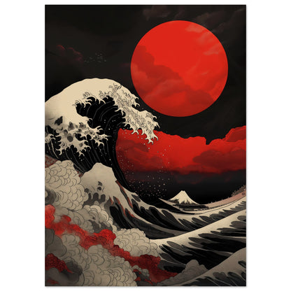 Red Sun Over Turbulent Seas modern konstaffisch - kraftfull design 50x70cm | Arthena