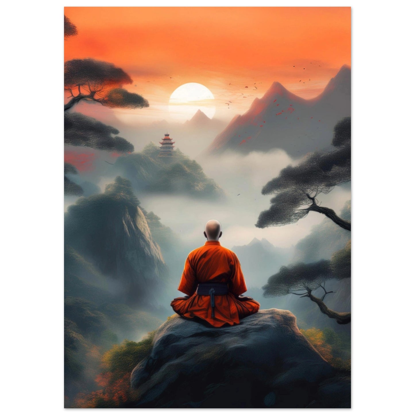 Shaolin modern konstaffisch - zen meditation 50x70cm | Arthena