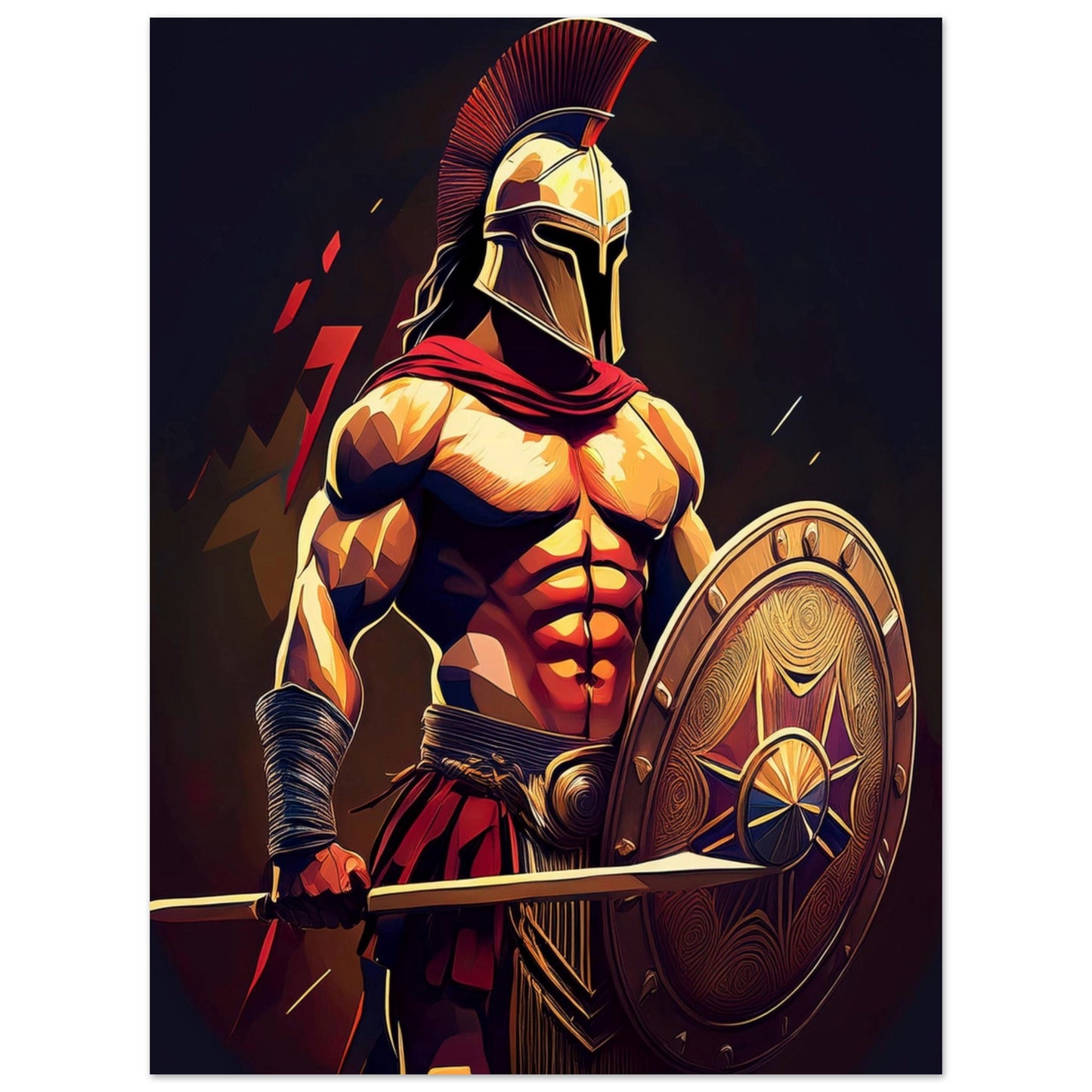 Spartan Warrior poster i dramatisk design - kraftfull krigarkonst för gym och träningsrum 30x40cm | Arthena