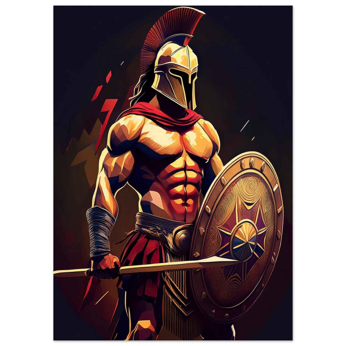 Modern Spartan krigare tavla - motiverande träningskonst för kampsportsstudio 50x70cm | Arthena