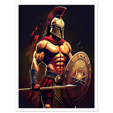 Spartan Warrior poster med vit kant - kraftfull krigarkonst för träningsinspiration 30x40cm | Arthena