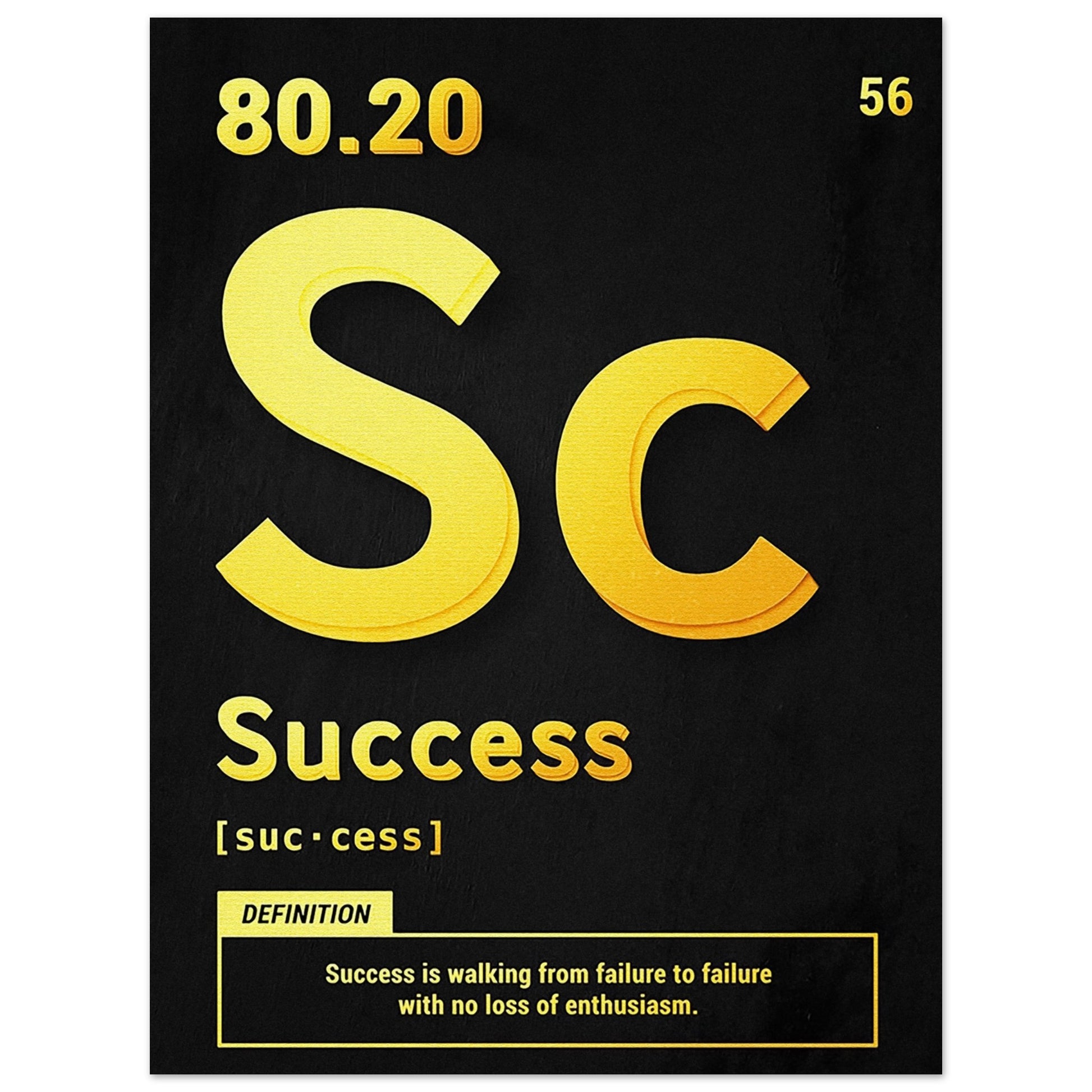 Success poster i gyllene periodisk design - motiverande väggkonst för kontor 30x40cm | Arthena