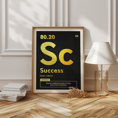 Success poster i kontorsmiljö - gyllene periodisk design för motivation och framgång | Arthena