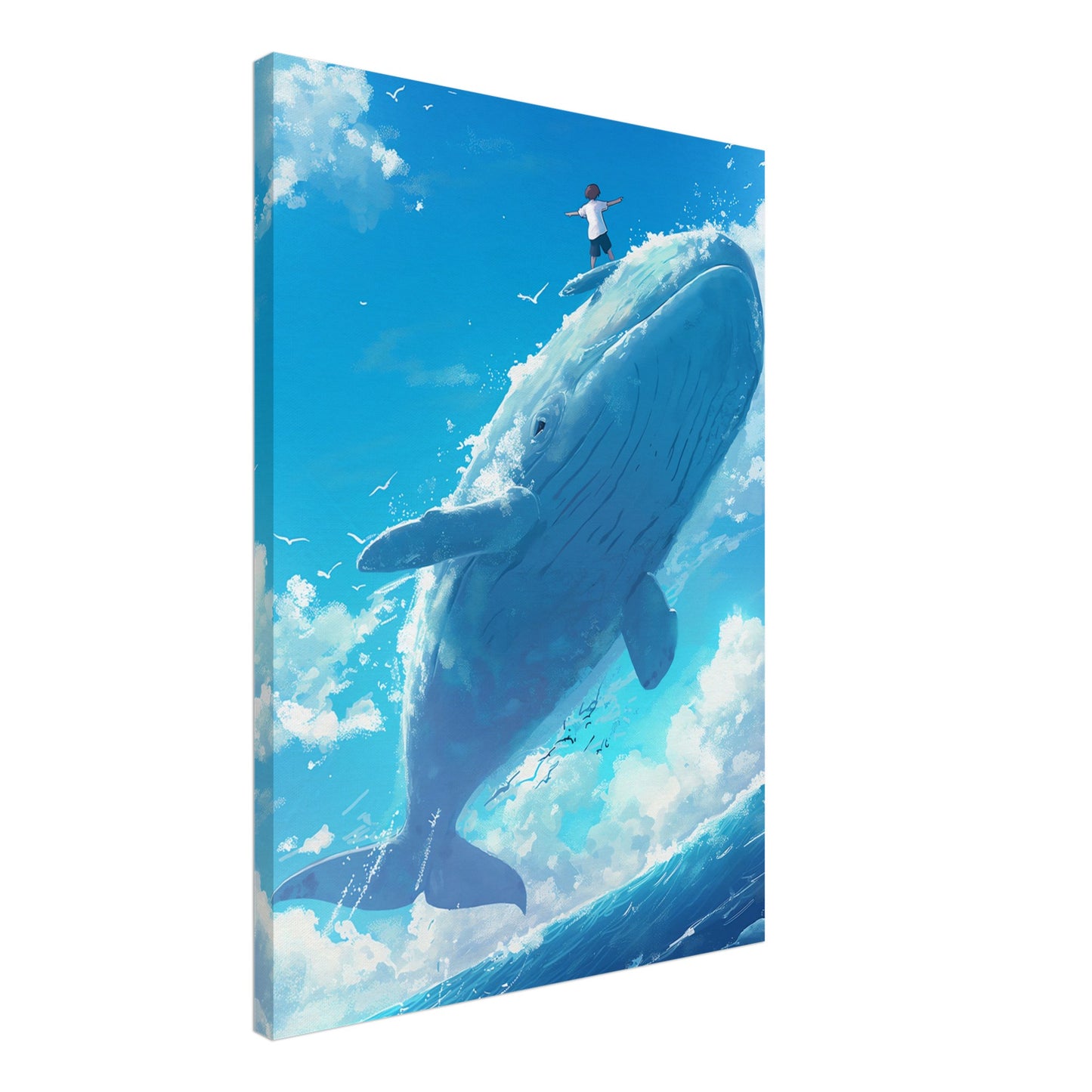 Surfing Whale Canvastavla - barnrumskonst 50x70cm | Arthena