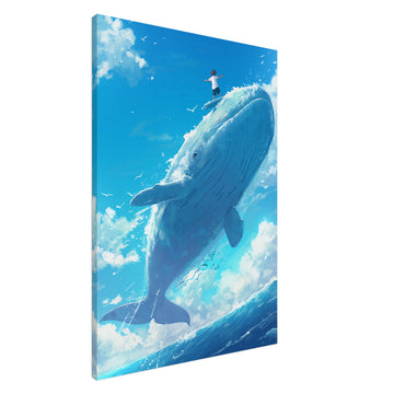 Stor Surfing Whale Canvastavla - valkonst 70x100cm | Arthena