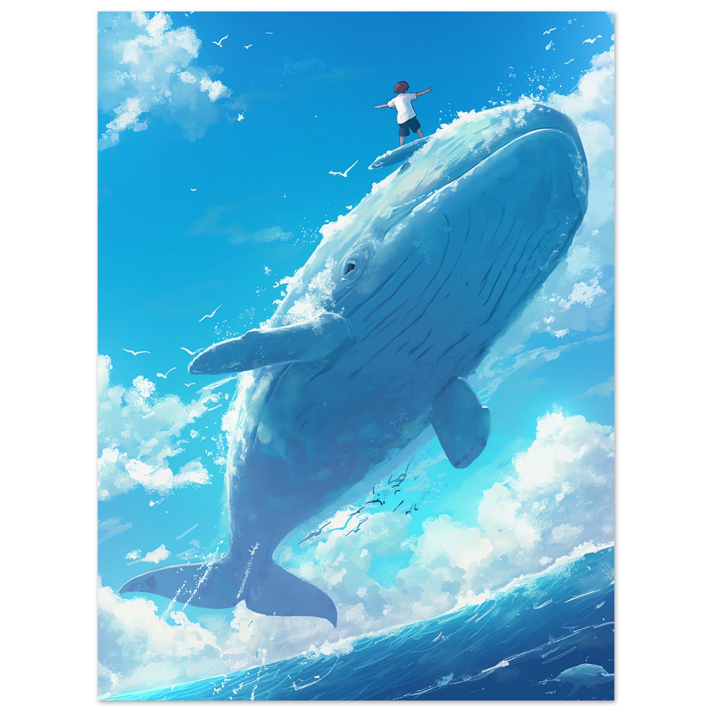 Surfing Whale Poster - äventyrlig barnrumskonst 30x40cm | Arthena