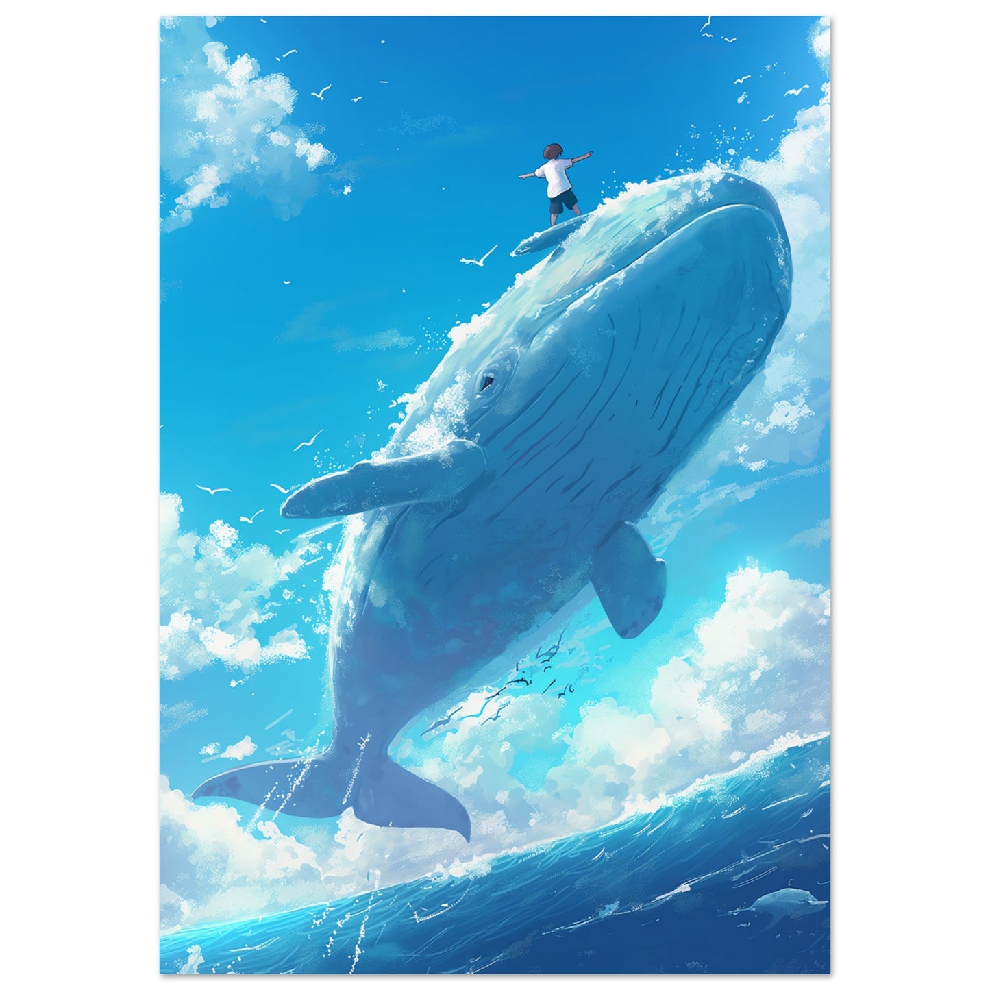 Stor Surfing Whale Poster - val och surfing 70x100cm | Arthena