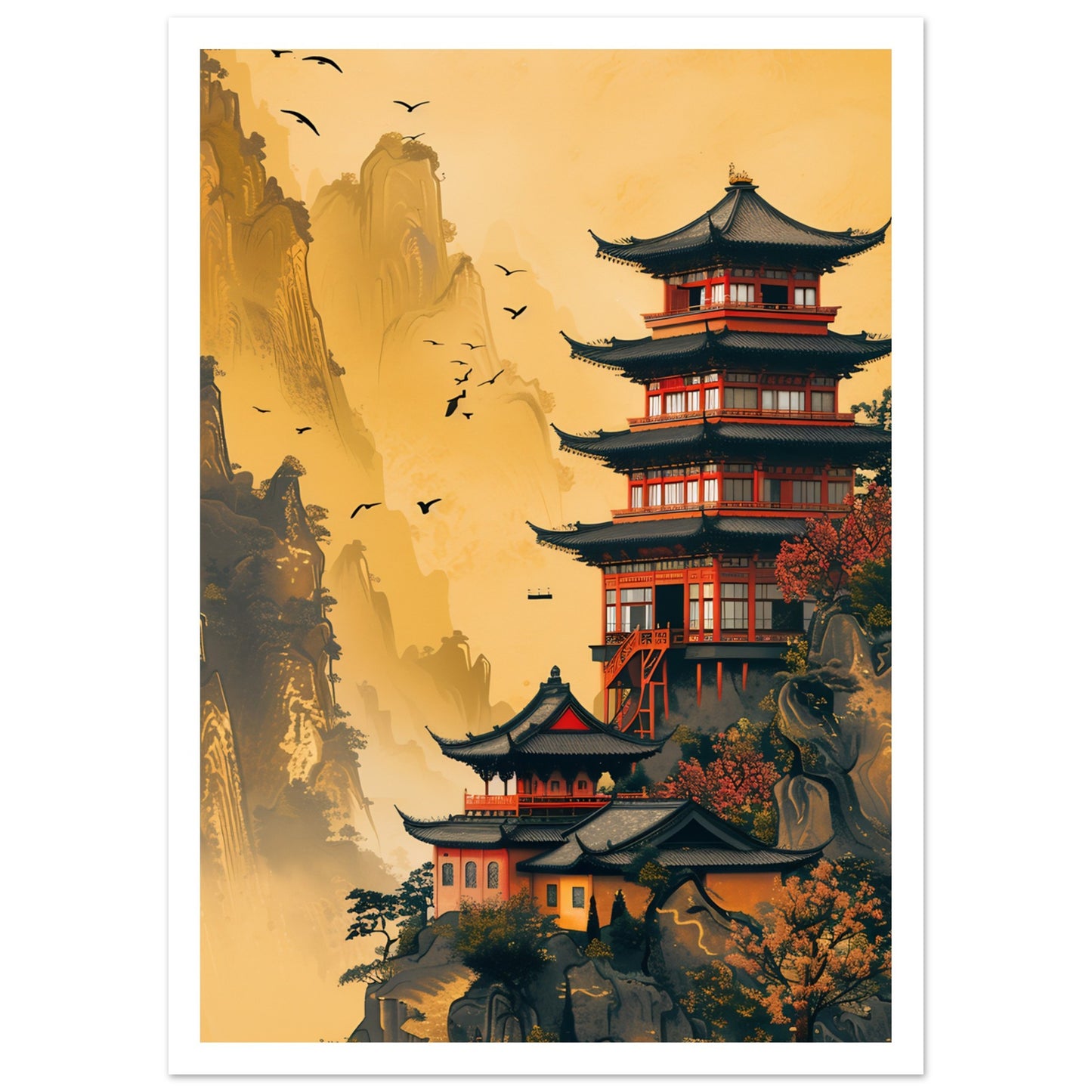 Temple of Tranquility väggkonst med marginal - 50x70cm | Arthena