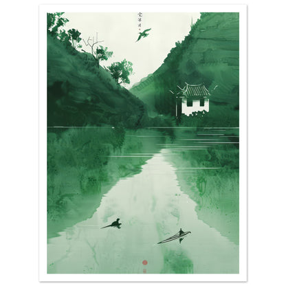 The Green Mirror poster med vit kant - österländsk design 30x40cm | Arthena